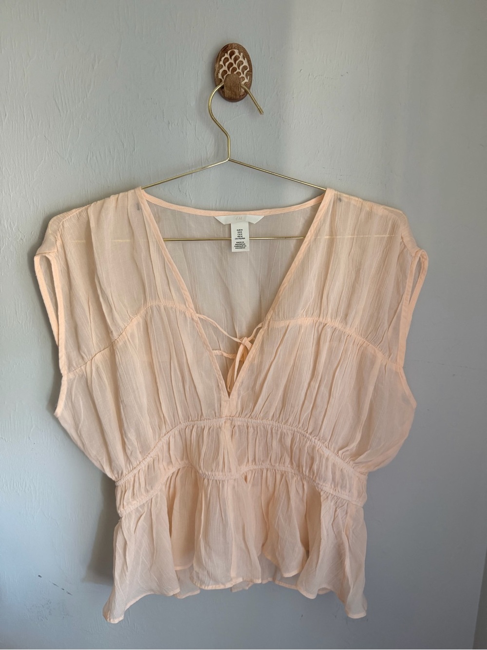 H&M Light Pink Sheer Blouse